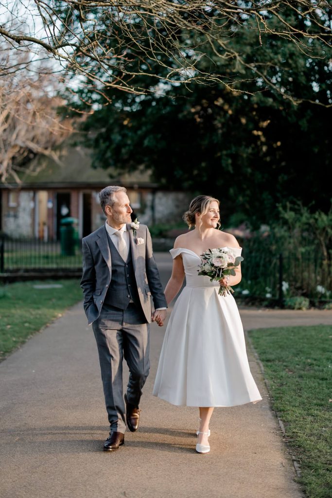 Evening wedding ceremony at Southover Grange Lewes